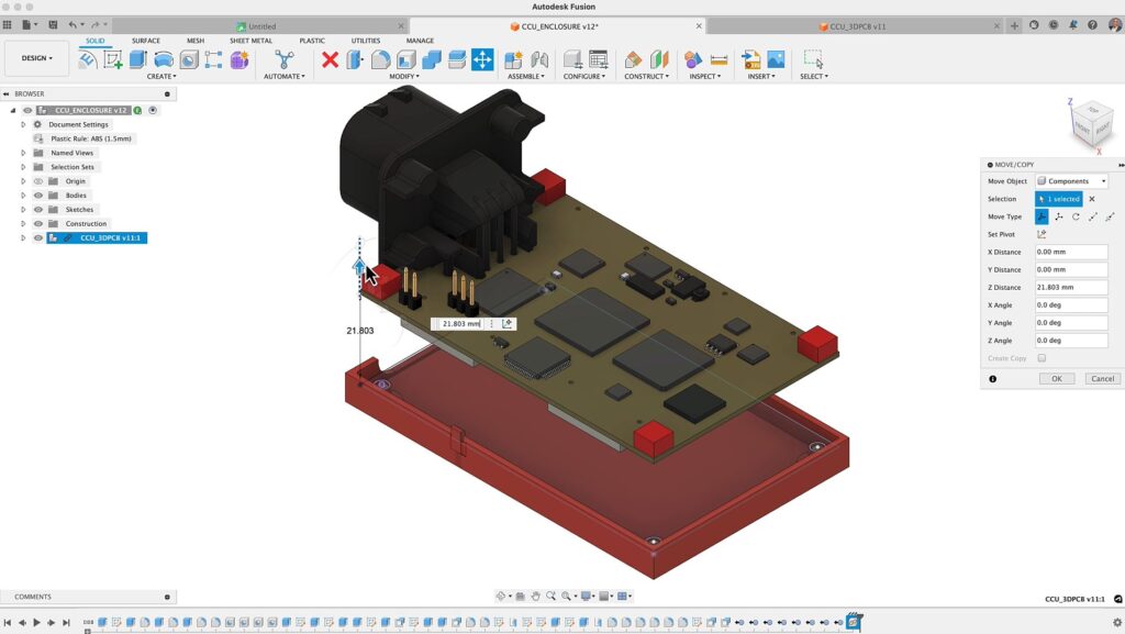 Automatically arranged PCB in Autodesk Fusion